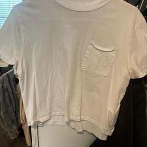 Volcom White T-Shirt with Striped Collar
